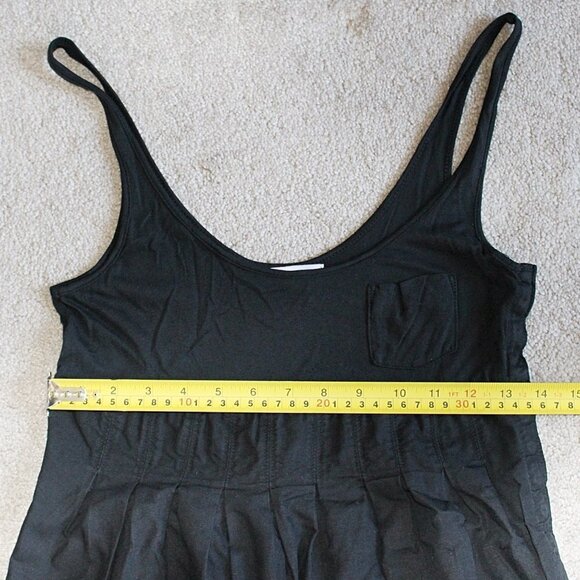 James Perse Mixed Media Tank with Side Snaps, Pleat Front - Black - sz 1 Small - Picture 5 of 9